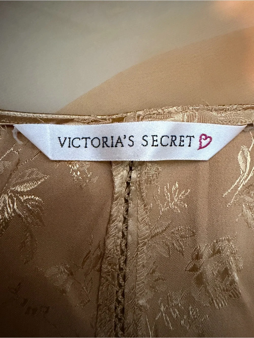 Vintage Victoria’s Secret Gold Floral Satin Sheer Babydoll Cami Top XS Y2K - Picture 8 of 9